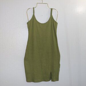 Shein Olive Green Ribbed Tank Dress – Chic & Comfy! 🌿✨